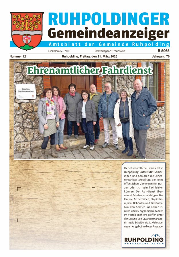 Ruhpoldinger Gemeindeanzeiger Titelblatt 12/2025