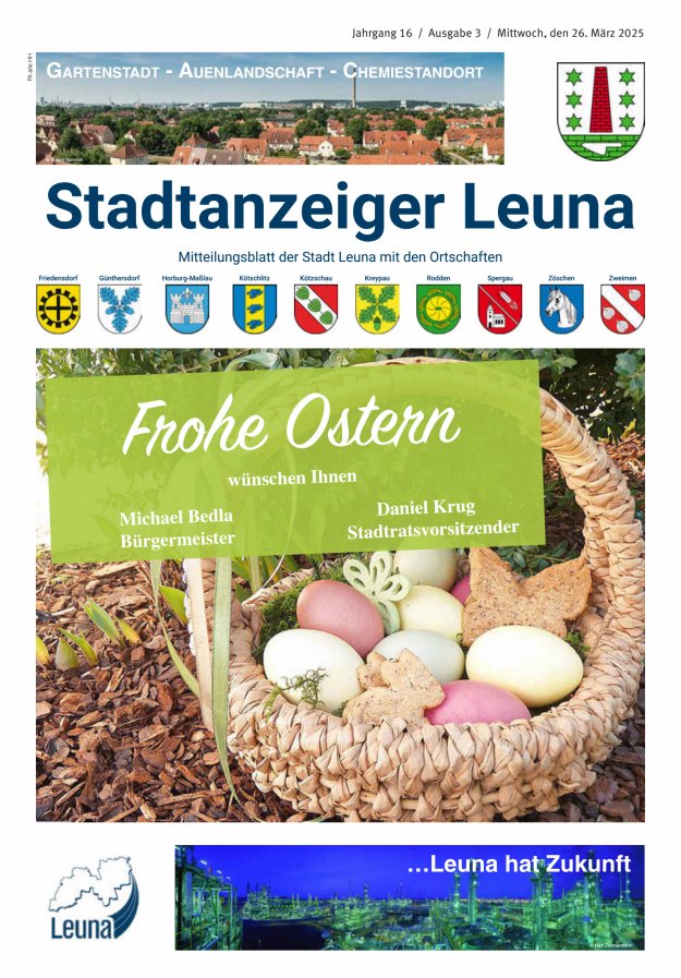 Stadtanzeiger – Mitteilungsblatt der Stadt Leuna mit den Ortschaften Titelblatt 03/2025