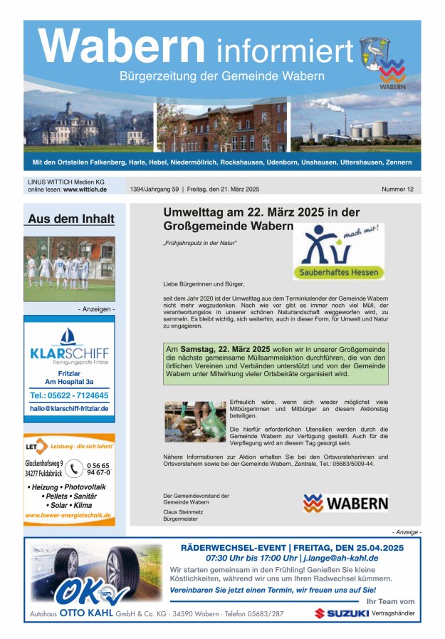 Wabern informiert Titelblatt 12/2025