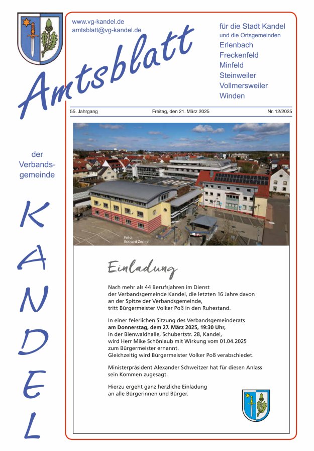 Amtsblatt VG Kandel Titelblatt 12/2025