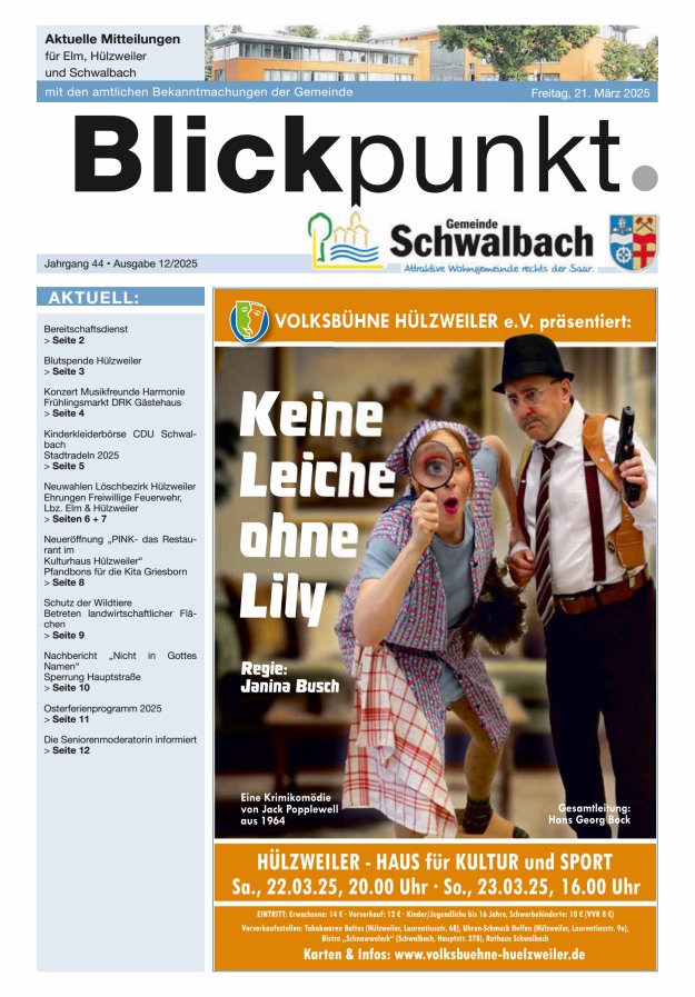Blickpunkt Schwalbach Titelblatt 12/2025