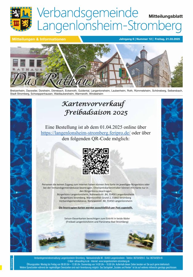 Das Rathaus - MTB d VG Langenlonsheim-Stromberg  Titelblatt 12/2025