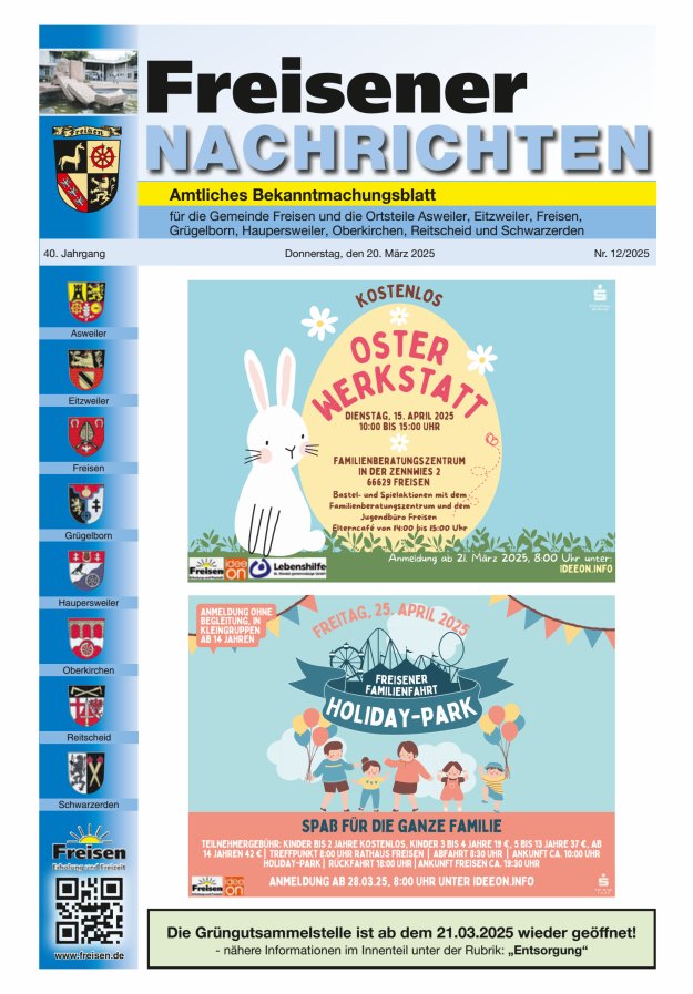 Freisener Nachrichten Titelblatt 12/2025