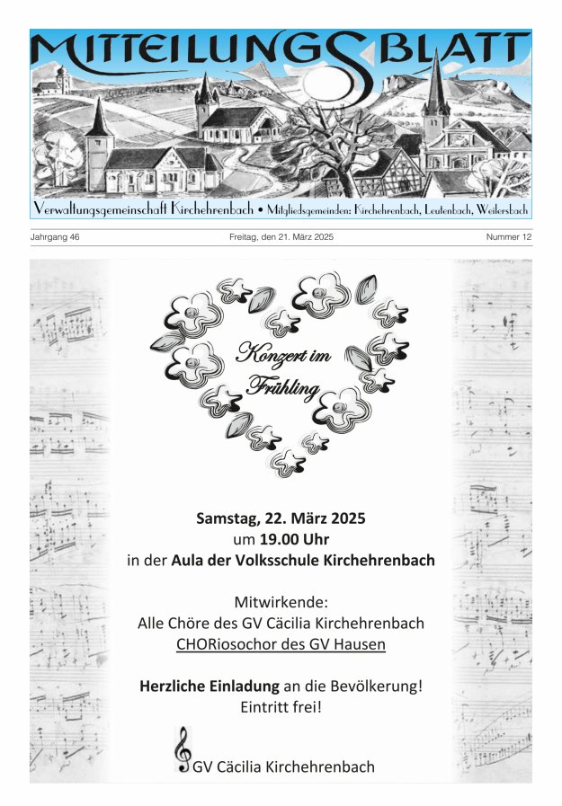 Mitteilungsblatt Verwaltungsgemeinschaft Kirchehrenbach Titelblatt 12/2025