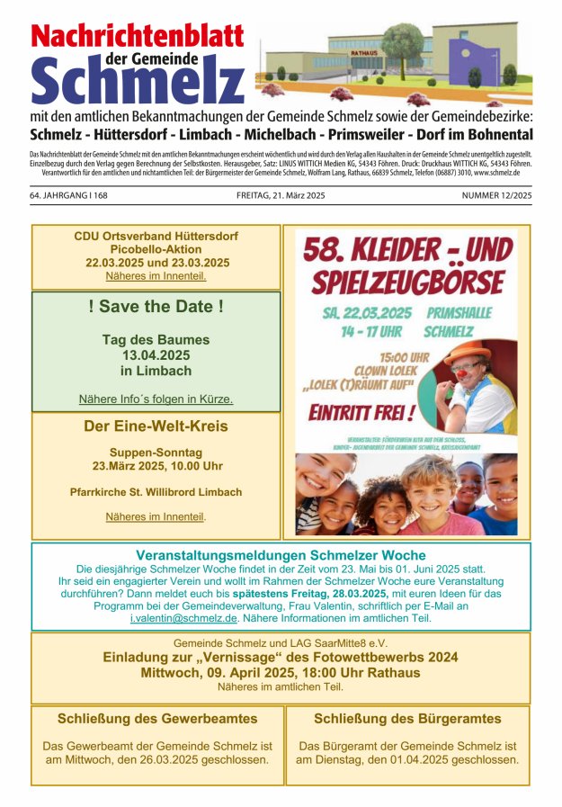 Nachrichtenblatt Schmelz Titelblatt 12/2025