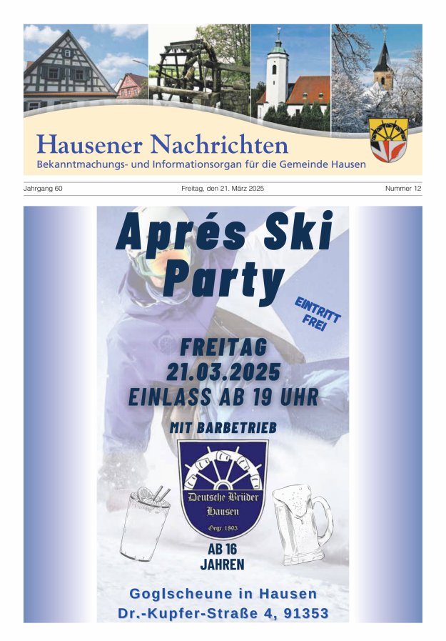Hausener Nachrichten Titelblatt 12/2025