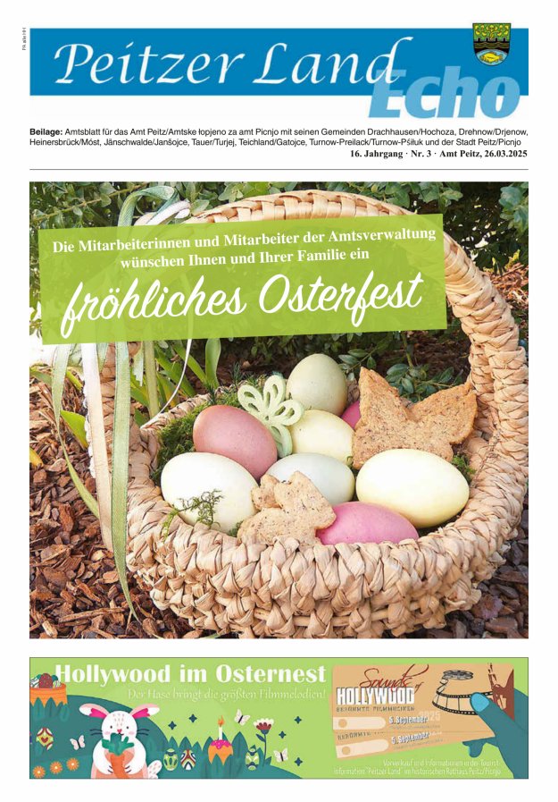 Peitzer LandEcho - Beilage: Amtsblatt für das Amt Peitz mit seinen Gemeinden Titelblatt 03/2025