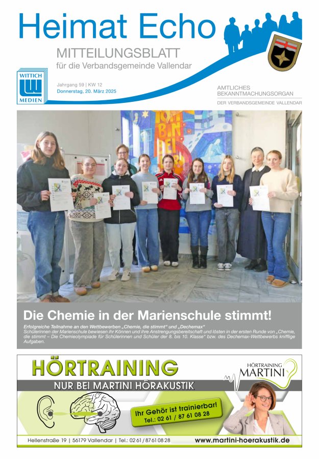Heimat-Echo - Heimat- und Bürgerzeitung Verbandsgemeinde Vallendar Titelblatt 12/2025