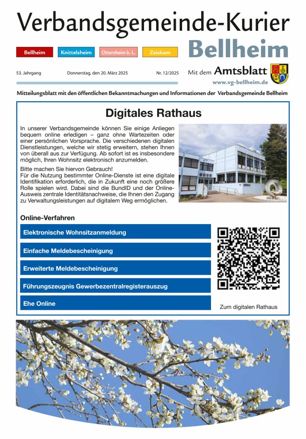 Verbandsgemeinde-Kurier Bellheim Titelblatt 12/2025