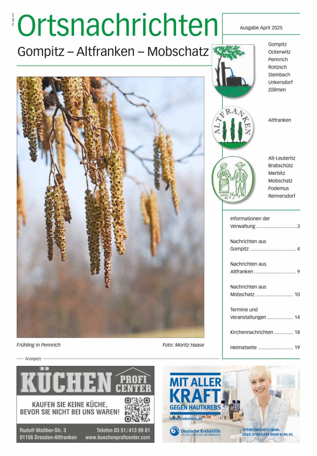 Ortsnachrichten Gompitz - Altfranken - Mobschatz Titelblatt 03/2025