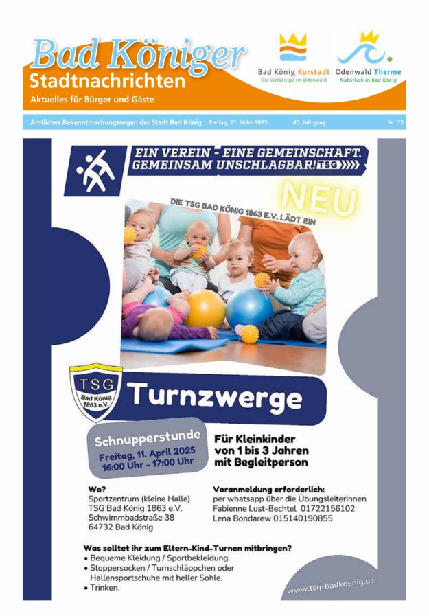 Bad Königer Stadtnachrichten und Badeblatt Titelblatt 12/2025