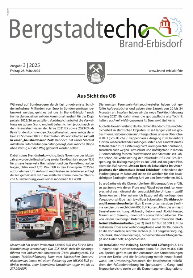 Bergstadtecho Brand-Erbisdorf Titelblatt 03/2025