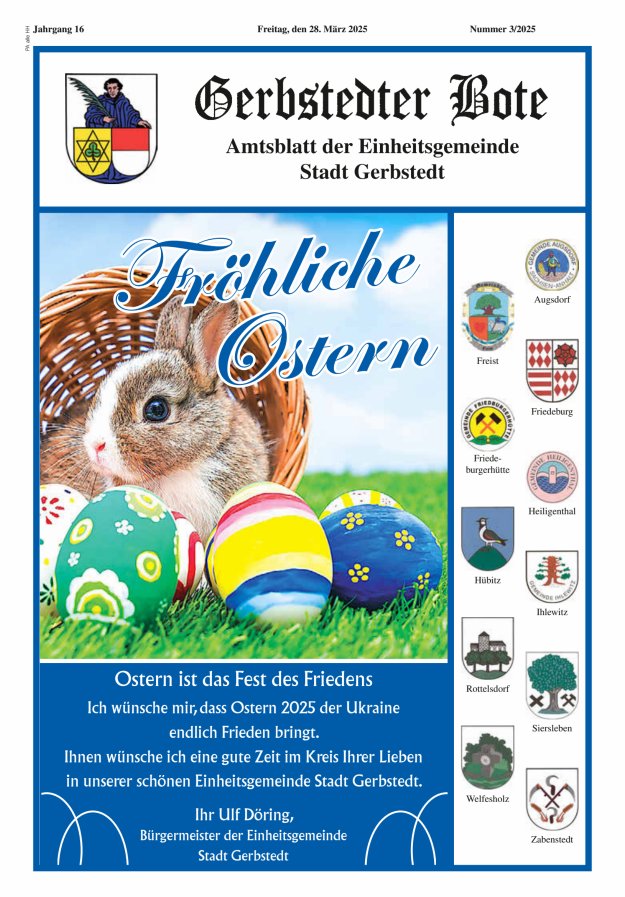 Gerbstedter Bote – Amtsblatt der Einheitsgemeinde Stadt Gerbstedt Titelblatt 03/2025