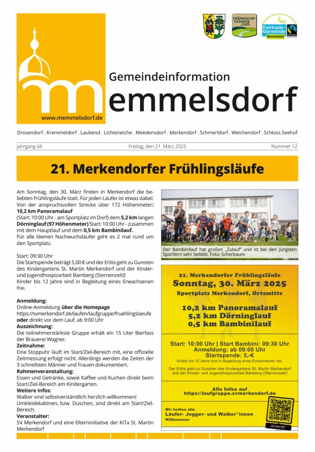 Mitteilungsblatt der Gemeinde Memmelsdorf Titelblatt 12/2025