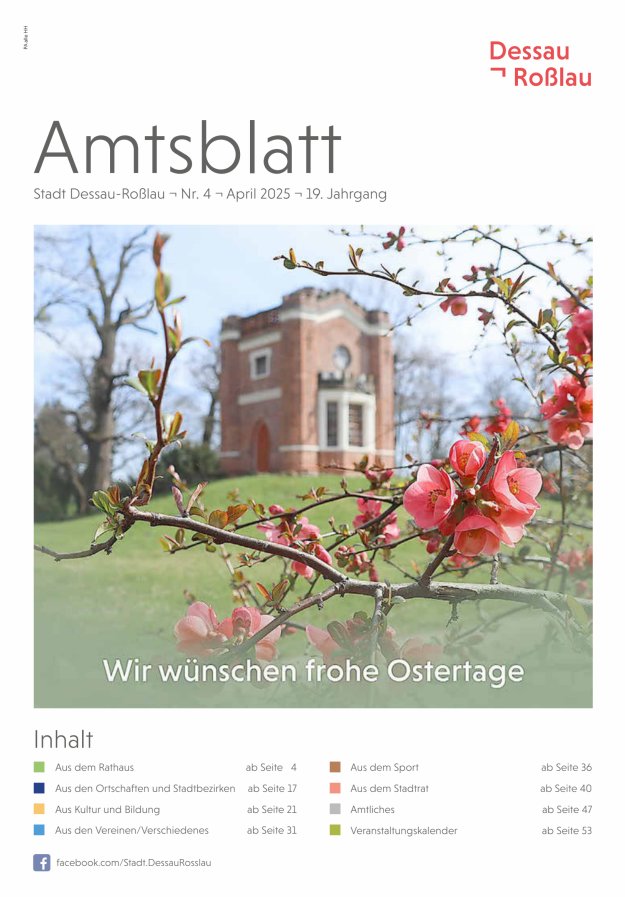 Amtsblatt Stadt Dessau-Roßlau Titelblatt 04/2025