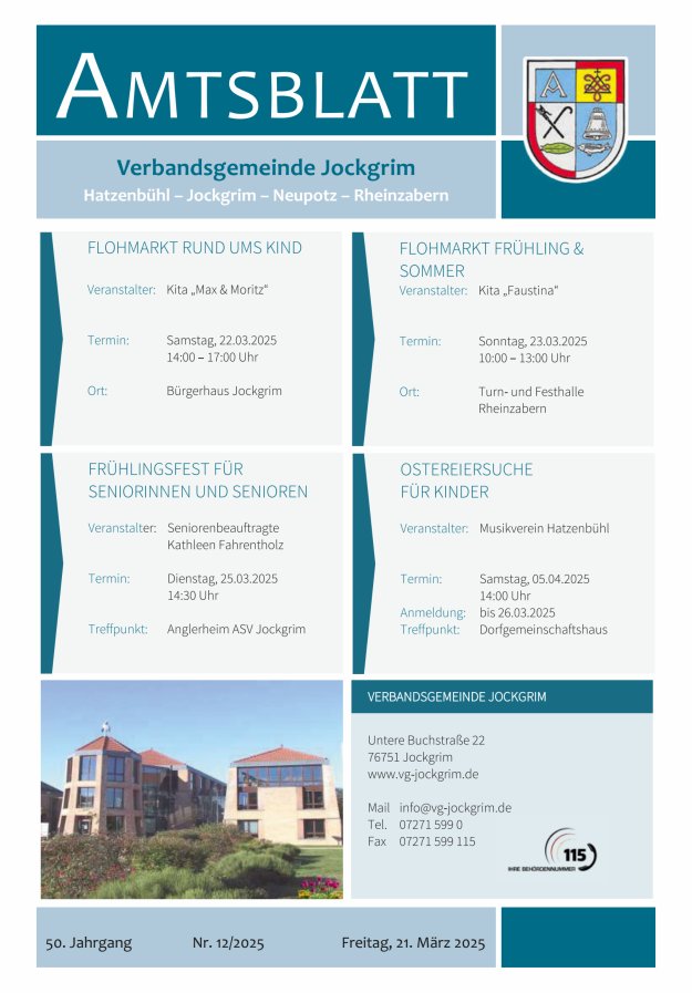 Amtsblatt VG Jockgrim Titelblatt 12/2025