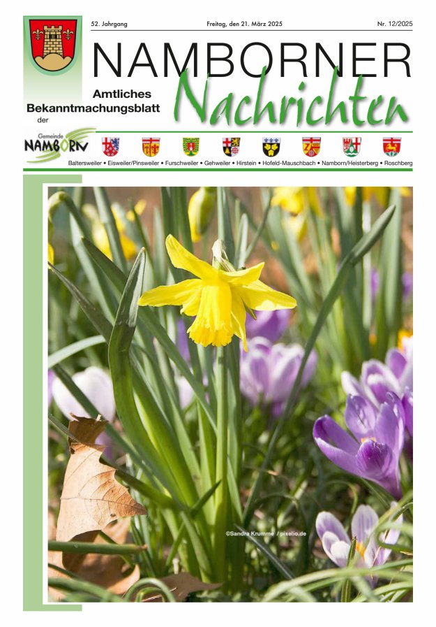 Namborner Nachrichten Titelblatt 12/2025