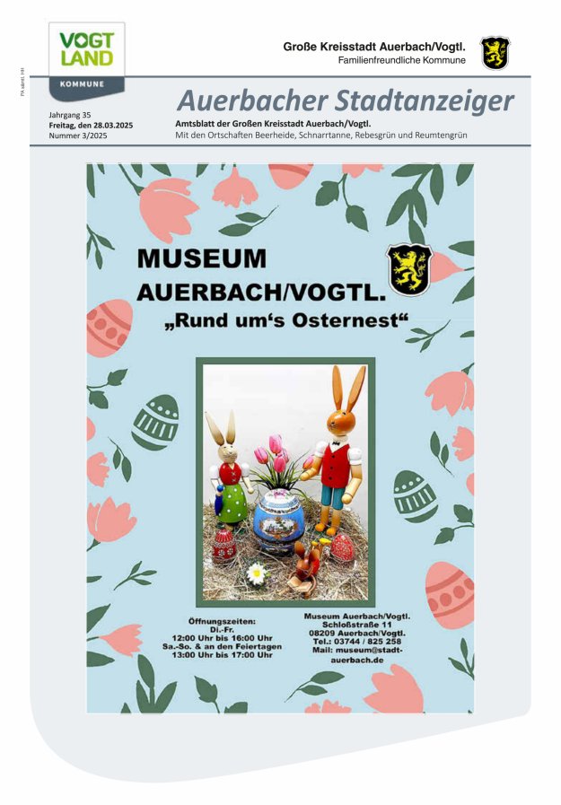 Auerbacher Stadtanzeiger Titelblatt 03/2025