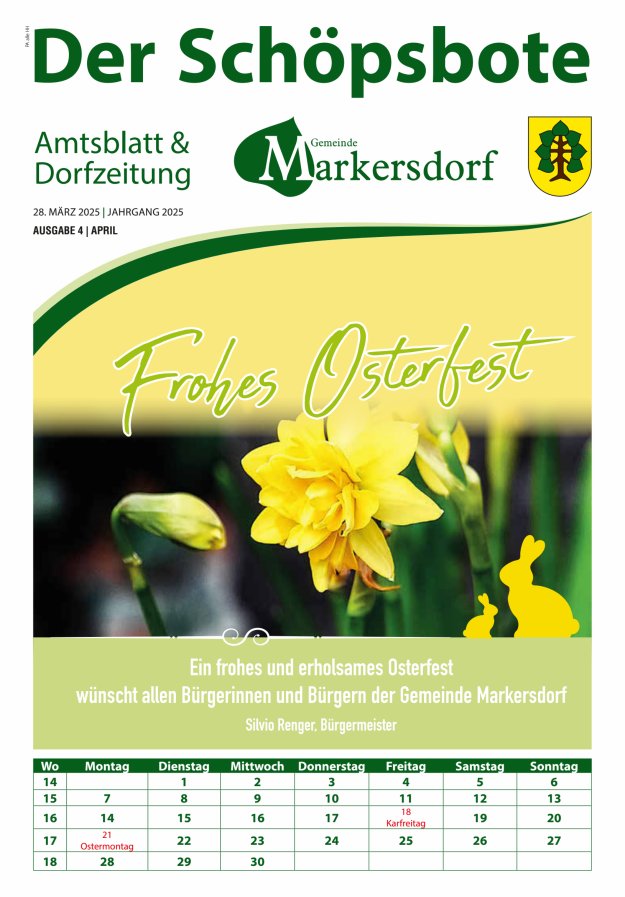 Amtsblatt und Dorfzeitung der Gemeinde Markersdorf Titelblatt 04/2025