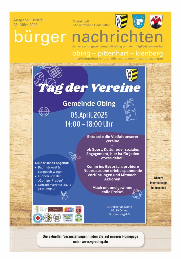 Bürger Nachrichten Obing Pittenhart Kienberg Titelblatt 13/2025