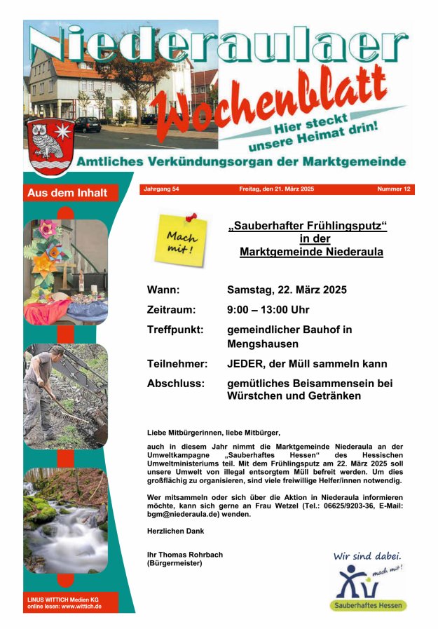 Niederaulaer Wochenblatt Titelblatt 12/2025