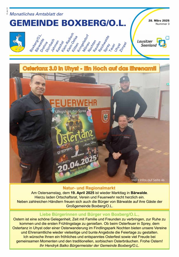 Monatliches Amtsblatt der Gemeinde Boxberg/O.L. Titelblatt 03/2025