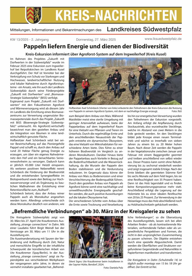 Kreis-Nachrichten - Mitteilungen des Landkreises Südwestpfalz Titelblatt 06/2025