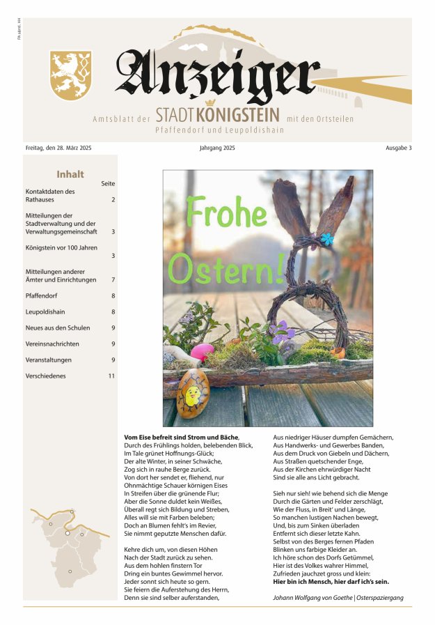 Amtsblatt der Stadt Königstein Titelblatt 03/2025