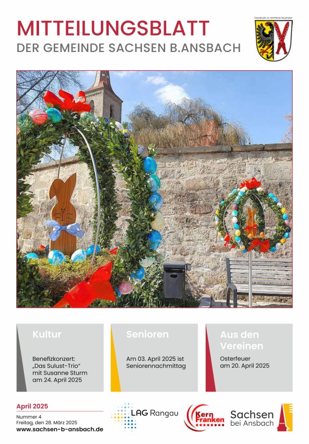 Amts- und Mitteilungsblatt der Gemeinde Sachsen b.Ansbach Titelblatt 04/2025
