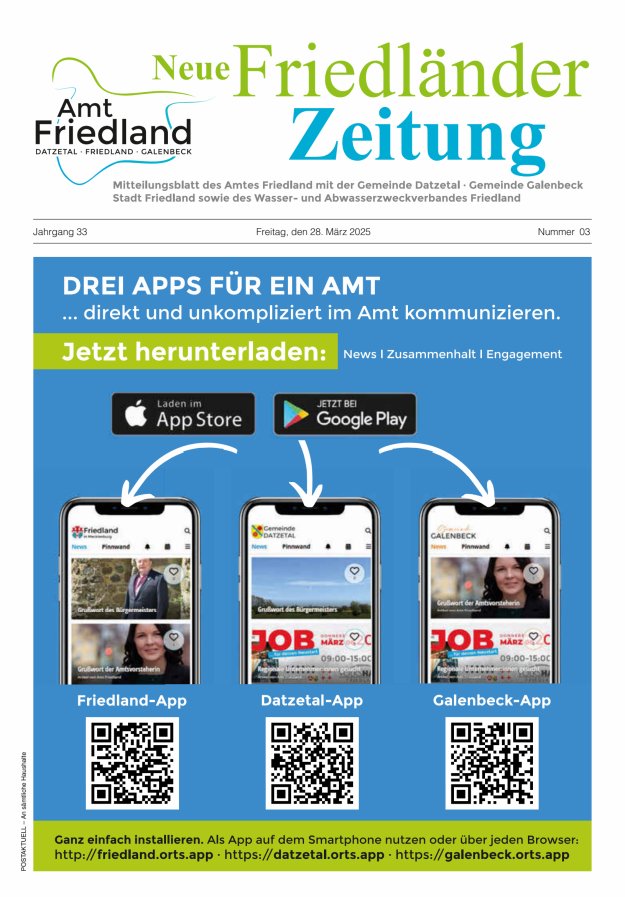Neue Friedländer Zeitung Titelblatt 03/2025