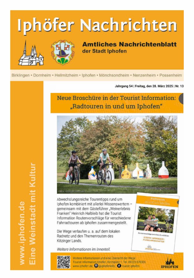 Iphöfer Nachrichten Titelblatt 13/2025