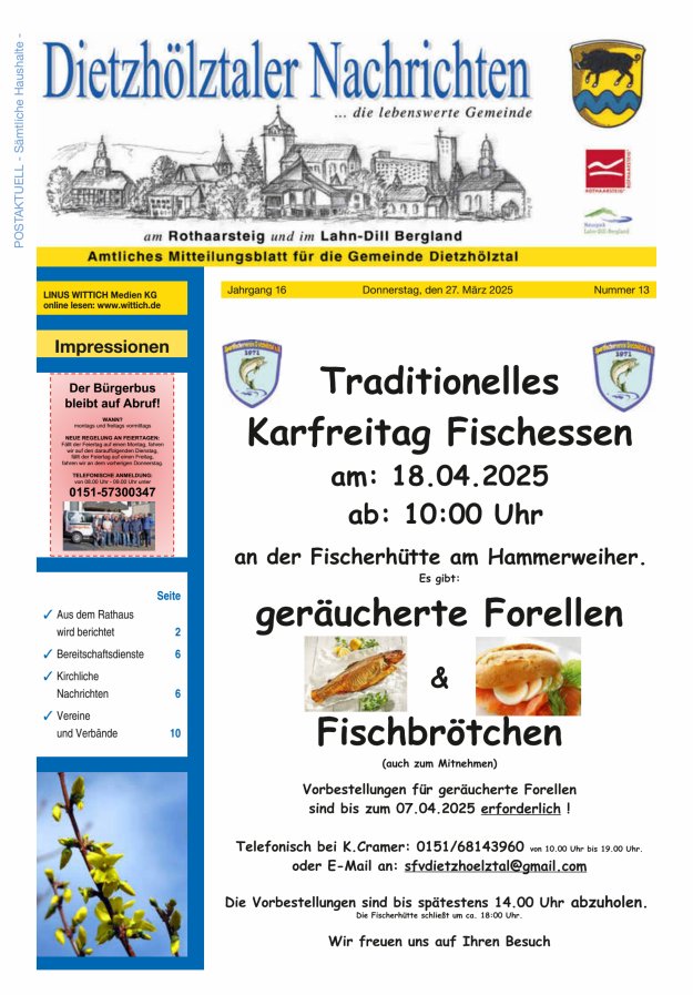 Dietzhölztaler Nachrichten Titelblatt 13/2025