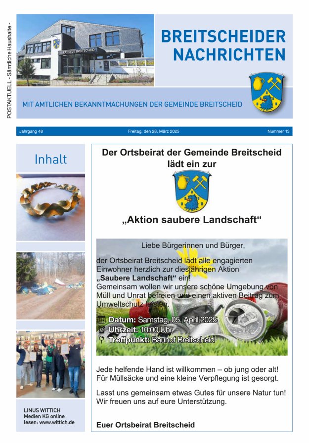 Breitscheider Nachrichten Titelblatt 13/2025