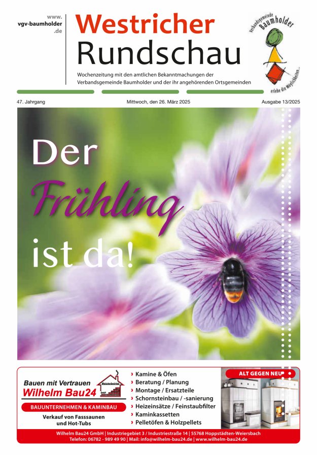 Westricher Rundschau VG Baumholder Titelblatt 13/2025
