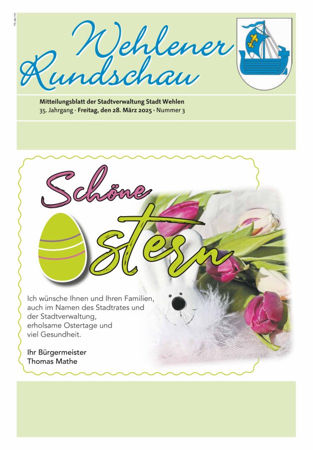 Wehlener Rundschau - Mitteilungsblatt der Stadtverwaltung Stadt Wehlen Titelblatt 03/2025