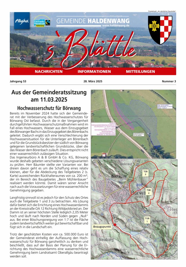 sBlättle der Gemeinde Haldenwang Titelblatt 03/2025