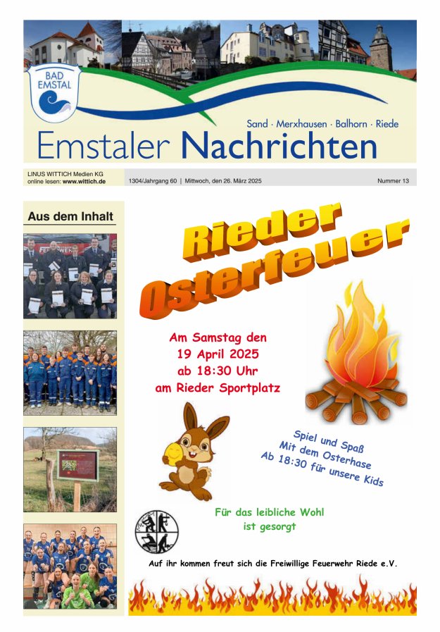 Emstaler Nachrichten Titelblatt 13/2025