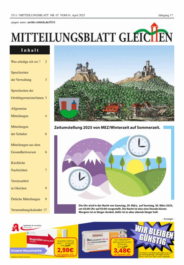 Mitteilungsblatt Gleichen Titelblatt 07/2025