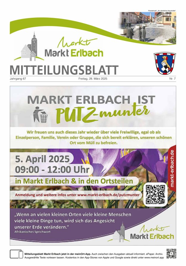 Mitteilungsblatt Markt Erlbach Titelblatt 07/2025