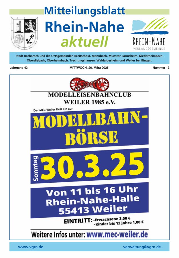 Rhein-Nahe aktuell Titelblatt 13/2025