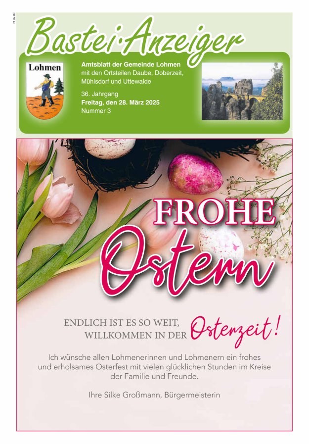 Bastei-Anzeiger - Amtsblatt der Gemeinde Lohmen mit den Ortsteilen Titelblatt 03/2025