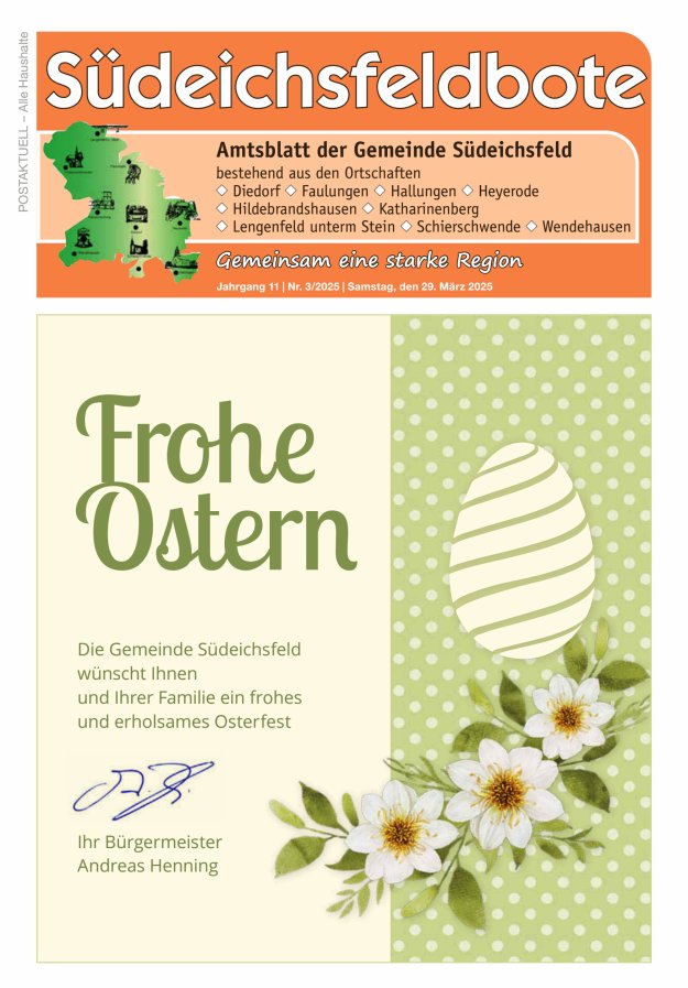 Amtsblatt der Gemeinde Südeichsfeld Titelblatt 03/2025