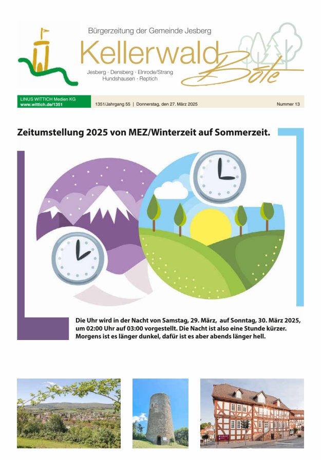 Kellerwaldbote - Bürgerzeitung der Gemeinde Jesberg Titelblatt 13/2025