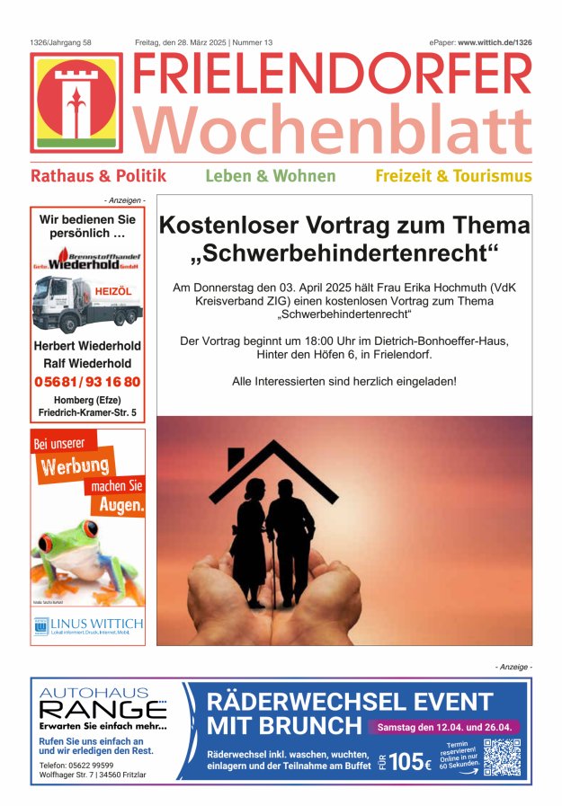 Frielendorfer Wochenblatt Titelblatt 13/2025