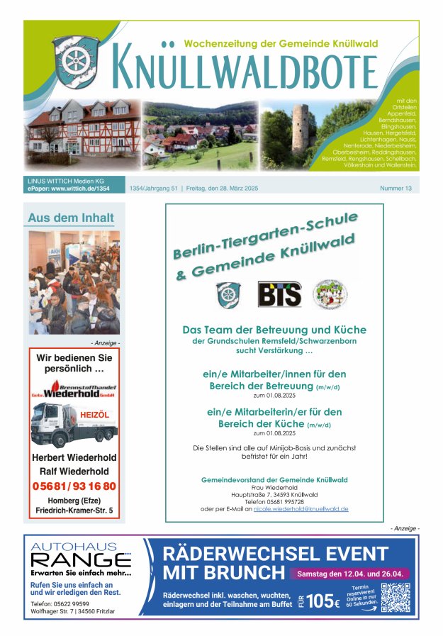 Knüllwaldbote Titelblatt 13/2025