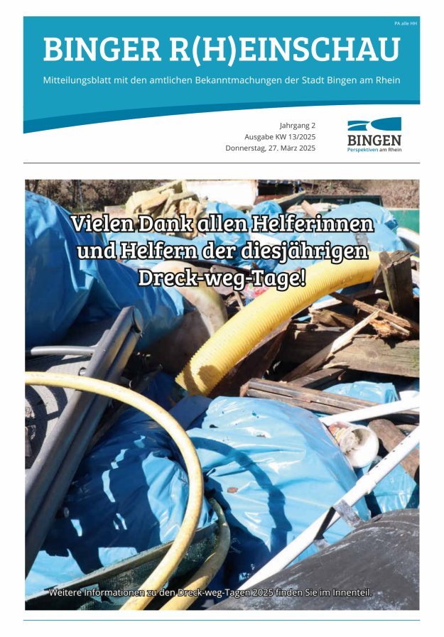 Binger R(h)einschau - Mitteilungsblatt mit den Amtlichen Bekanntmachungen der Stadt Bingen Titelblatt 13/2025