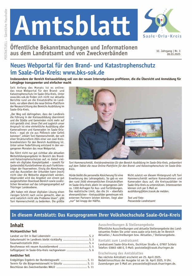 Amtsblatt des Saale-Orla-Kreises Titelblatt 03/2025
