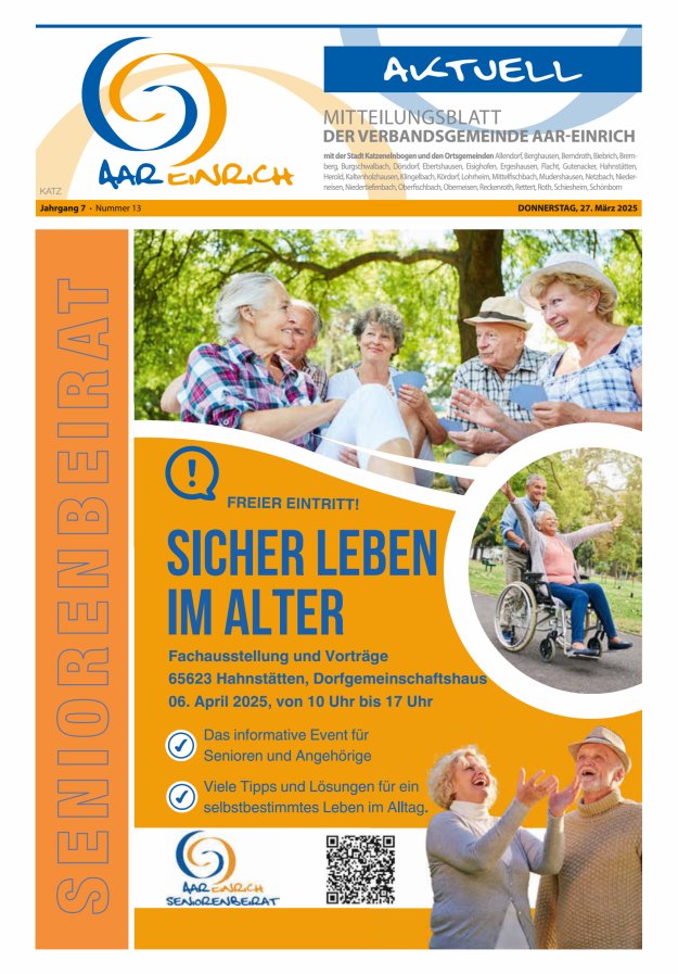 Mitteilungsblatt der Verbandsgemeinde Aar-Einrich Ausgabe Katzenelnbogen Titelblatt 13/2025