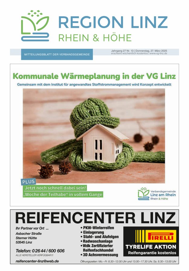 Unsere Verbandsgemeinde Linz am Rhein Titelblatt 13/2025