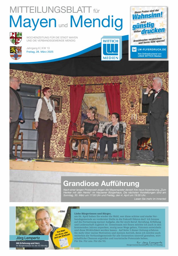 Mitteilungsblatt für Mayen und Mendig Titelblatt 13/2025